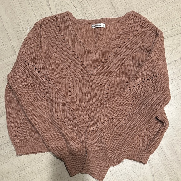 moon & madison Sweaters - moon & madison V-Neck Sweater - salmon